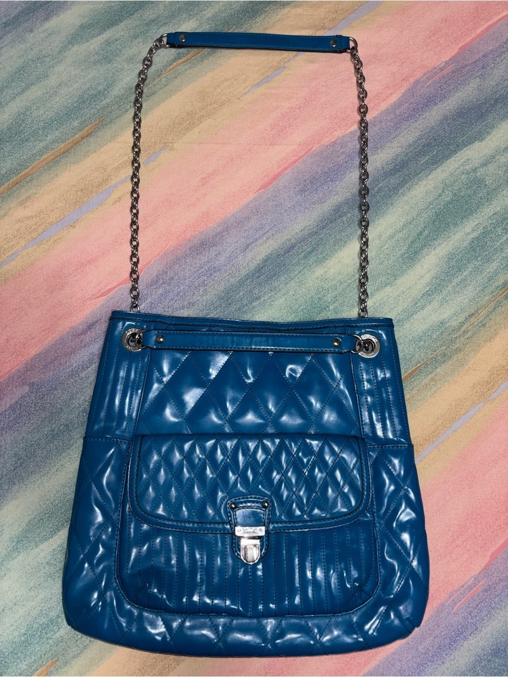 Coach F19830 Poppy Liquid Gloss Slim Tote Crossbody, shoulder bag